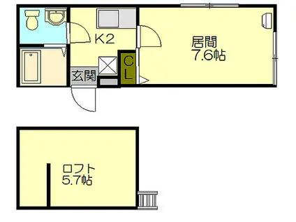 エターナル小樽(1K/2階)の間取り写真