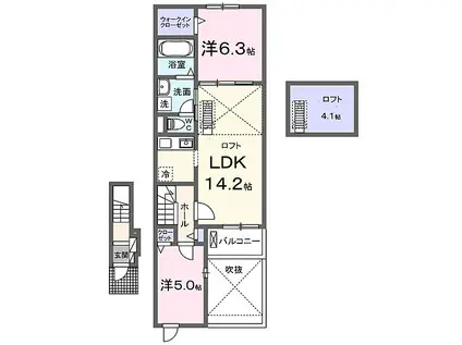 レヴァータ(2LDK/2階)の間取り写真