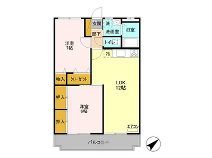 JR高崎線 鴻巣駅 徒歩25分 3階建 築31年(2LDK/1階)の間取り写真