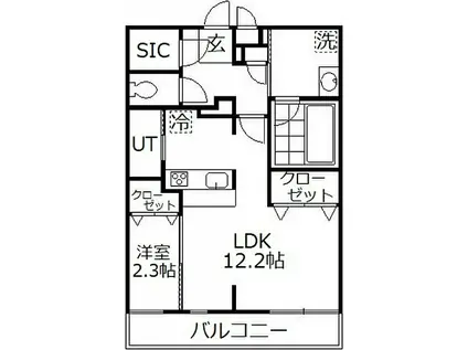 ヴィラ鴻巣(1LDK/2階)の間取り写真