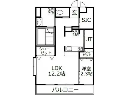 ヴィラ鴻巣(1LDK/2階)の間取り写真