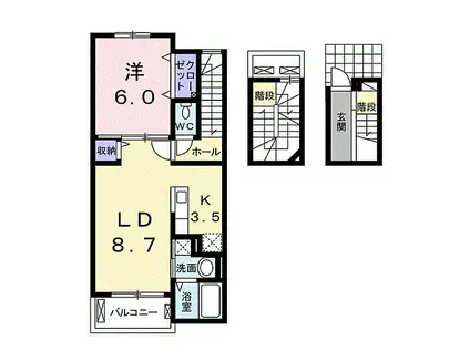 東武伊勢崎線 加須駅 徒歩18分 3階建 築8年(1LDK/3階)の間取り写真