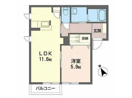シャーメゾンSI(1LDK/1階)の間取り写真