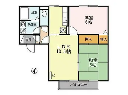 セジュール関川A(2LDK/1階)の間取り写真