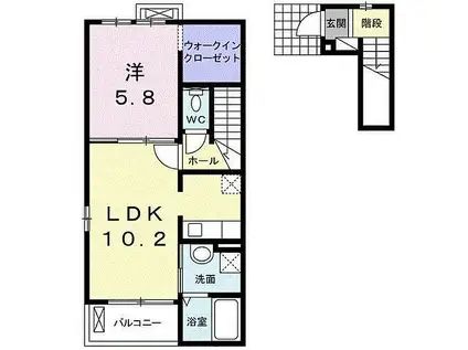 サザンヒルズ・T(1LDK/2階)の間取り写真