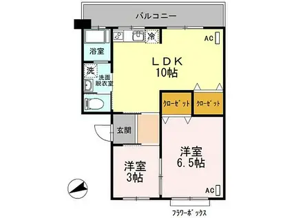 アーバン宮地(2LDK/2階)の間取り写真