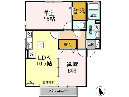 ブリーズ高島(2LDK/2階)の間取り写真