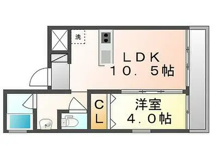 高松琴平電気鉄道琴平線 片原町駅(高松) 徒歩5分 8階建 築8年(1LDK/6階)の間取り写真