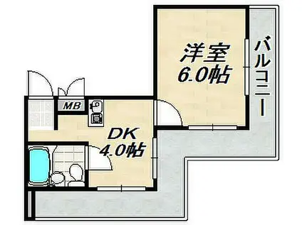 村雨ハイツ(1DK/3階)の間取り写真