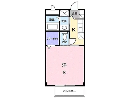 JR宇部線 居能駅 徒歩12分 2階建 築22年(1K/2階)の間取り写真