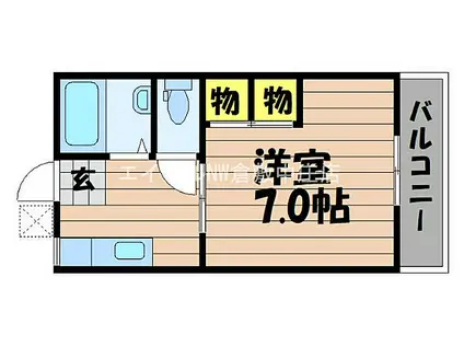 JR吉備線 東総社駅 徒歩14分 2階建 築38年(1K/2階)の間取り写真