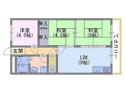 コーポ御屋敷(3LDK/2階)の間取り写真