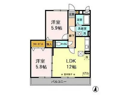 グレースヒルズ II(2LDK/1階)の間取り写真