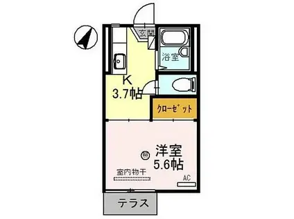 JR東海道・山陽本線 南彦根駅 徒歩46分 2階建 築32年(1K/2階)の間取り写真