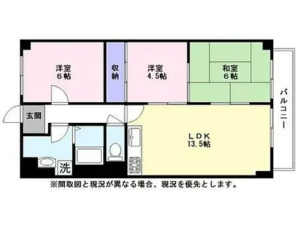 近江鉄道近江本線 ひこね芹川駅 徒歩8分 6階建 築27年(3LDK/3階)の間取り写真