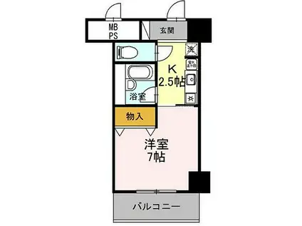 JR東海道・山陽本線 南彦根駅 徒歩9分 6階建 築27年(1K/2階)の間取り写真