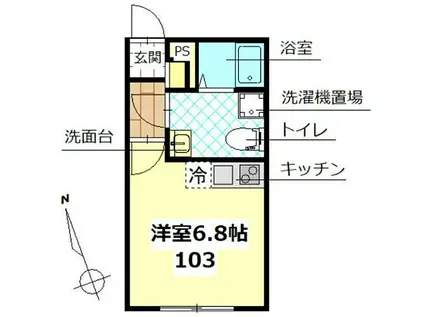 MARINA坂戸(ワンルーム/1階)の間取り写真