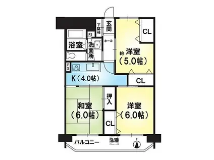 山科団地B棟(3K/4階)の間取り写真