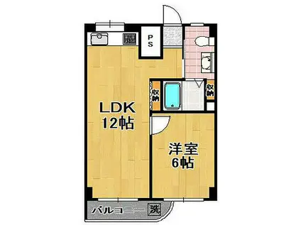 松栄大正ハイツ(1LDK/5階)の間取り写真