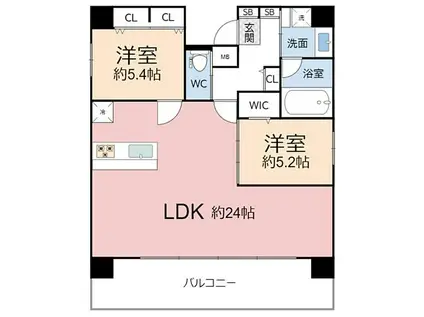 アプリーレ大阪城北(2LDK/9階)の間取り写真