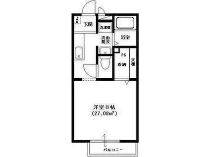 東武野田線 六実駅 徒歩4分 2階建 築21年(1K/1階)の間取り写真