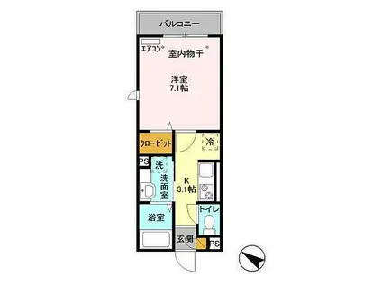 コンフォールドミール北松戸(1K/3階)の間取り写真