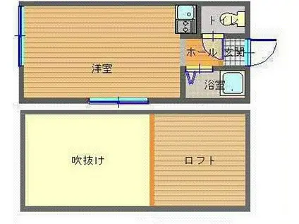 JR長崎本線 道ノ尾駅 徒歩6分 2階建 築30年(ワンルーム/2階)の間取り写真