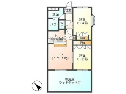 クレスト(2LDK/1階)の間取り写真