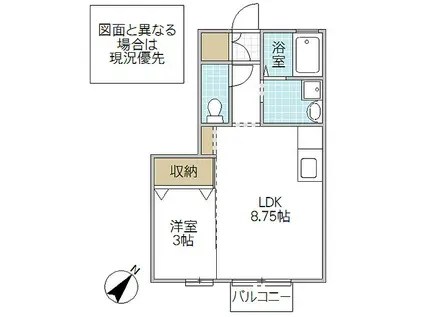 メゾンボナール A(1LDK/1階)の間取り写真