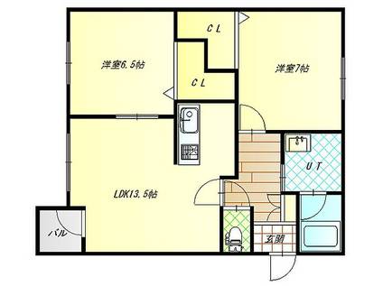 セレン追分(2LDK/2階)の間取り写真