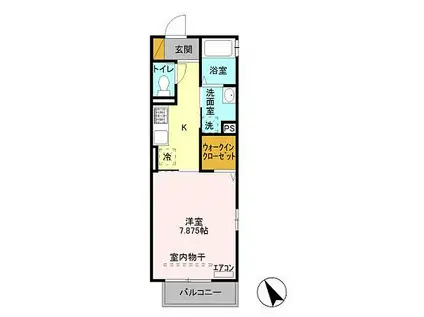 プレセアS(1K/2階)の間取り写真