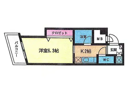 メゾンド高峰(1K/3階)の間取り写真