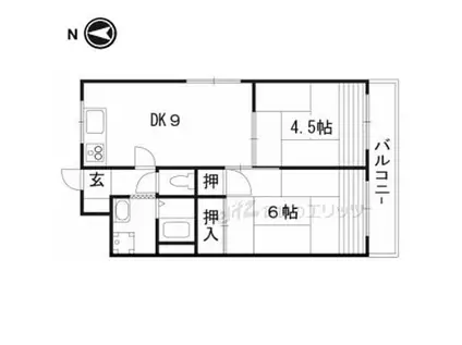 オークマンション(2LDK/3階)の間取り写真