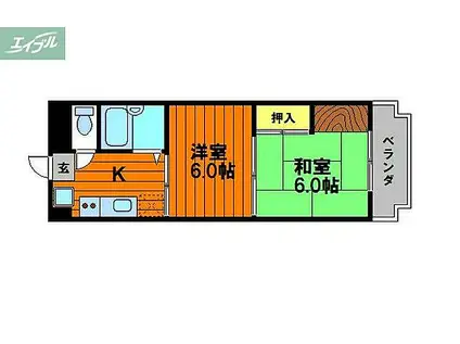 レジデンス春日町(2K/4階)の間取り写真