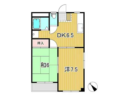 平成マンション(2DK/1階)の間取り写真