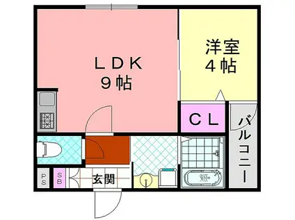 JR関西本線 平野駅(ＪＲ) 徒歩7分 3階建 築2年(1LDK/2階)の間取り写真