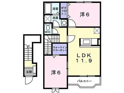 ヴェント フォレスタ(2LDK/2階)の間取り写真