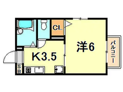 JR東海道・山陽本線 垂水駅 徒歩10分 2階建 築27年(1K/1階)の間取り写真