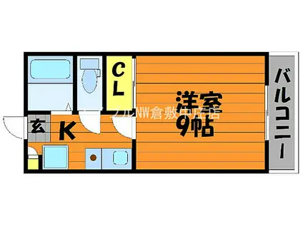 JR山陽本線 中庄駅 徒歩25分 2階建 築30年(1K/2階)の間取り写真