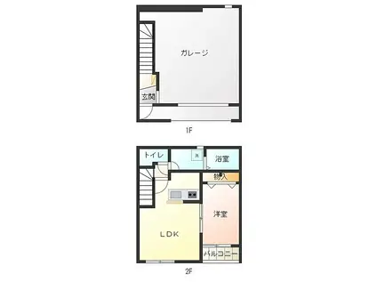 GーBASE(1LDK/2階)の間取り写真