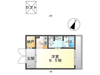 SAIN・K(ワンルーム/2階)の間取り写真