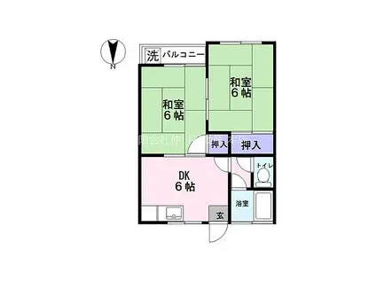 東京メトロ千代田線 北綾瀬駅 徒歩16分 2階建 築37年(2DK/2階)の間取り写真