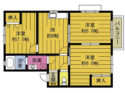 リバ-サイド広瀬(3DK/2階)の間取り写真