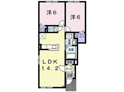 JR函館本線 滝川駅 徒歩9分 2階建 築1年(2LDK/1階)の間取り写真