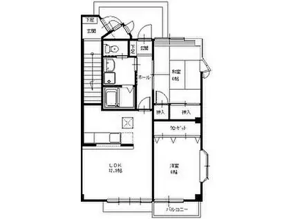 ハイステージOHTA(2LDK/1階)の間取り写真