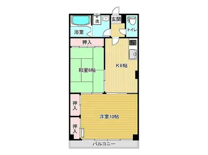 コーポ平塚(2DK/1階)の間取り写真