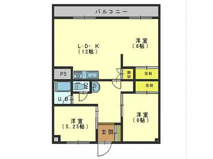 キャッスル富岡2号館(3LDK/2階)の間取り写真