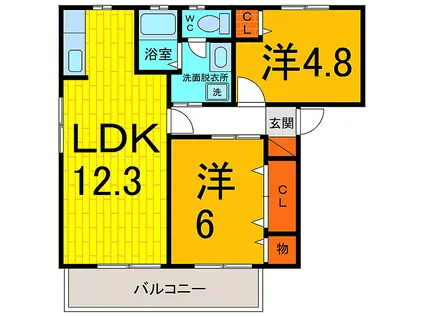 シャーメゾンマルベリー(2LDK/1階)の間取り写真