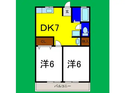 レトア松茂(2DK/2階)の間取り写真