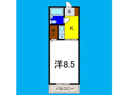 松茂レインボーハイツ(1K/1階)の間取り写真